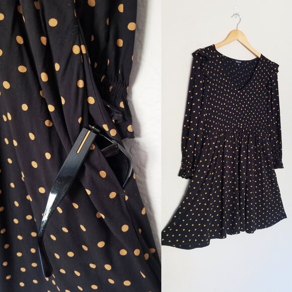 Madewell Lucie V-Neck Smocked Mini Dress in Oval Dot True Black Smocked S $119 - Picture 13 of 16